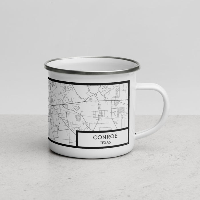 Right View Custom Conroe Texas Map Enamel Mug in Classic