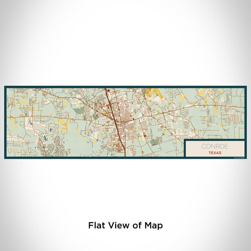 Flat View of Map Custom Conroe Texas Map Enamel Mug in Woodblock