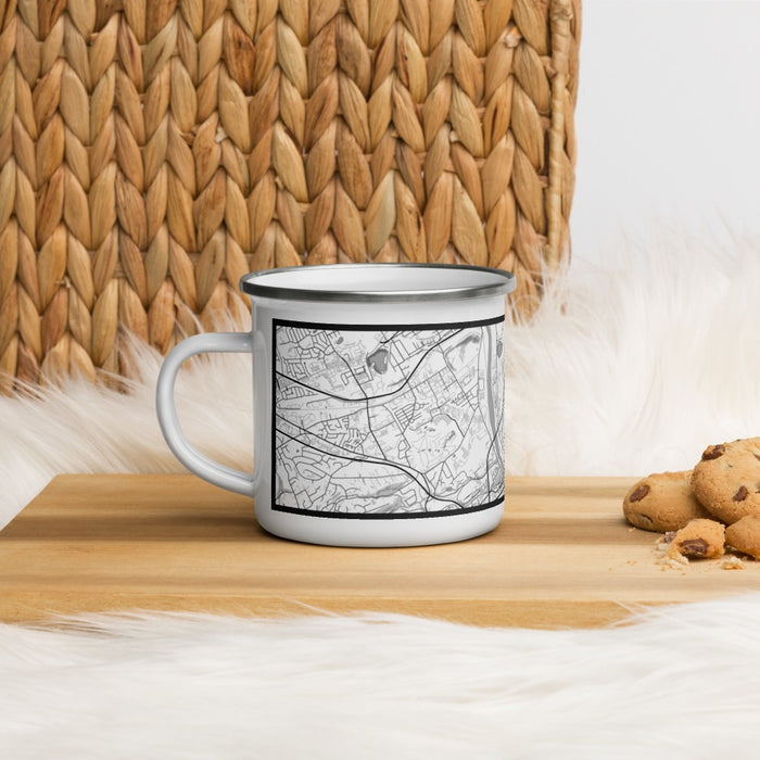 Left View Custom Conshohocken Pennsylvania Map Enamel Mug in Classic on Table Top