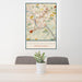 24x36 Conshohocken Pennsylvania Map Print Portrait Orientation in Woodblock Style Behind 2 Chairs Table and Potted Plant