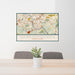 24x36 Conshohocken Pennsylvania Map Print Landscape Orientation in Woodblock Style Behind 2 Chairs Table and Potted Plant