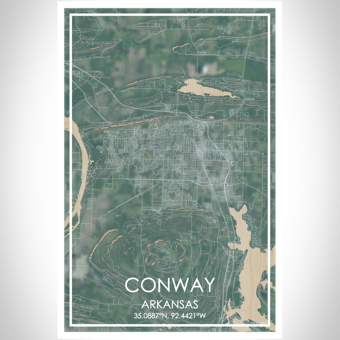 Conway Arkansas Map Print Portrait Orientation in Afternoon Style With Shaded Background