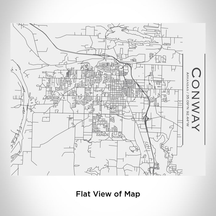 Rendered View of Conway Arkansas Map Engraving on 20oz Stainless Steel Insulated Bottle with Bamboo Top in White