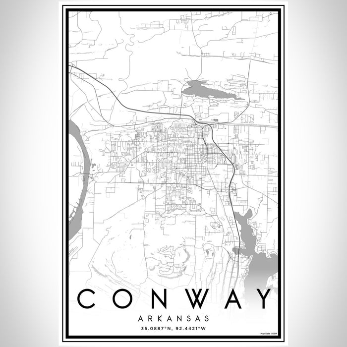 Conway Arkansas Map Print Portrait Orientation in Classic Style With Shaded Background