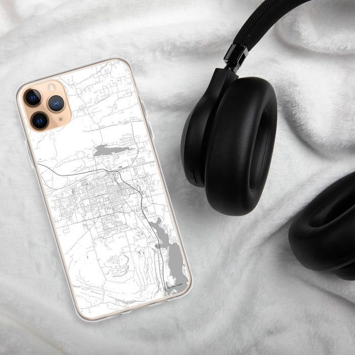 Custom Conway Arkansas Map Phone Case in Classic on Table with Black Headphones