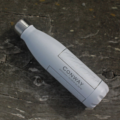 Conway Arkansas Custom Engraved City Map Inscription Coordinates on 17oz Stainless Steel Insulated Cola Bottle in White