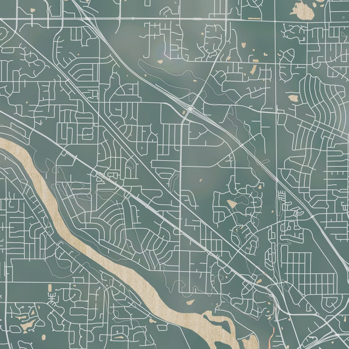 Coon Rapids Minnesota Map Print in Afternoon Style Zoomed In Close Up Showing Details