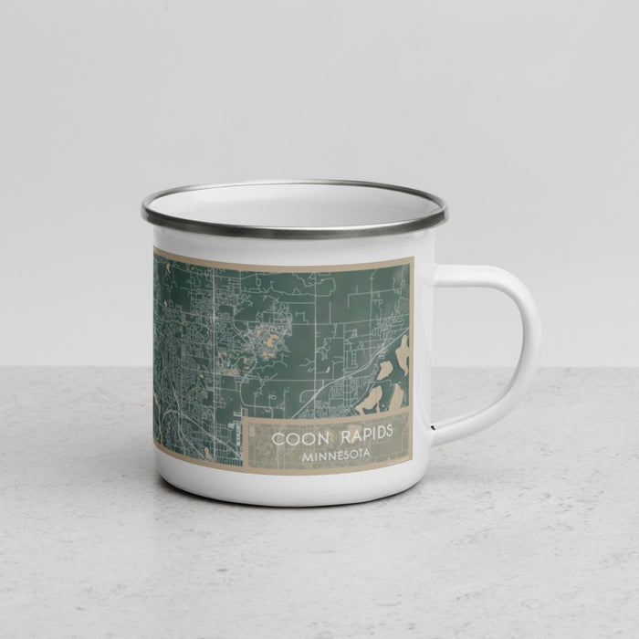 Right View Custom Coon Rapids Minnesota Map Enamel Mug in Afternoon