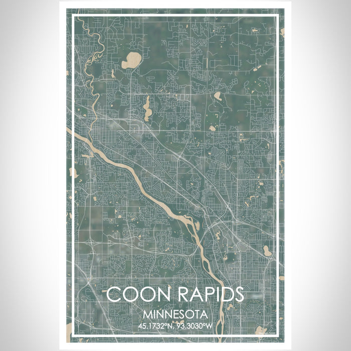 Coon Rapids Minnesota Map Print Portrait Orientation in Afternoon Style With Shaded Background