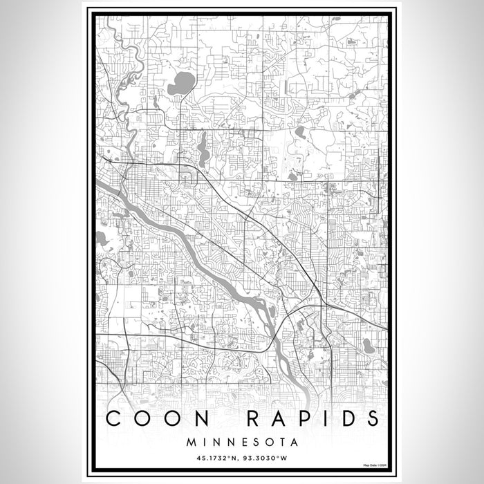 Coon Rapids Minnesota Map Print Portrait Orientation in Classic Style With Shaded Background
