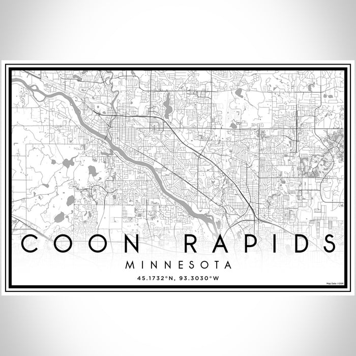 Coon Rapids Minnesota Map Print Landscape Orientation in Classic Style With Shaded Background