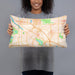 Person holding 20x12 Custom Coon Rapids Minnesota Map Throw Pillow in Watercolor