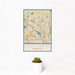 12x18 Coon Rapids Minnesota Map Print Portrait Orientation in Woodblock Style With Small Cactus Plant in White Planter