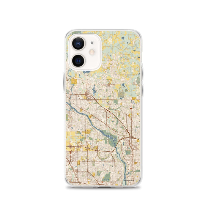 Custom Coon Rapids Minnesota Map iPhone 12 Phone Case in Woodblock