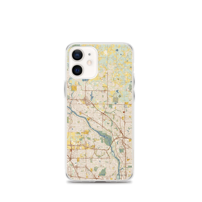 Custom Coon Rapids Minnesota Map iPhone 12 mini Phone Case in Woodblock