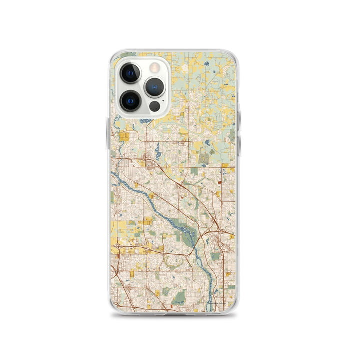 Custom Coon Rapids Minnesota Map iPhone 12 Pro Phone Case in Woodblock