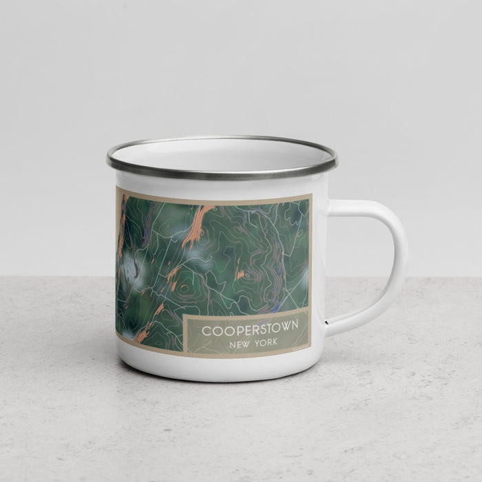 Right View Custom Cooperstown New York Map Enamel Mug in Afternoon