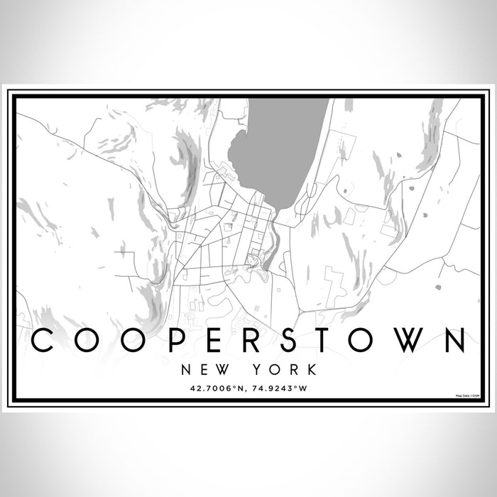 Cooperstown New York Map Print Landscape Orientation in Classic Style With Shaded Background