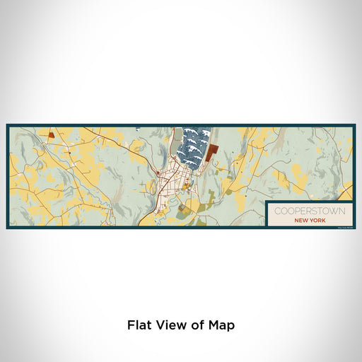 Flat View of Map Custom Cooperstown New York Map Enamel Mug in Woodblock