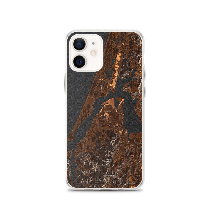 Custom Coos Bay Oregon Map iPhone 12 Phone Case in Ember