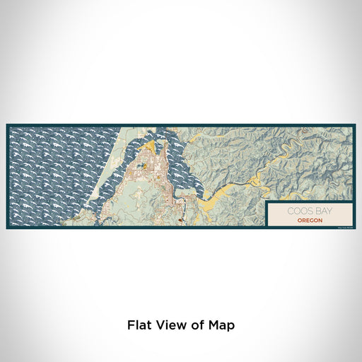 Flat View of Map Custom Coos Bay Oregon Map Enamel Mug in Woodblock