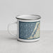 Left View Custom Coos Bay Oregon Map Enamel Mug in Woodblock