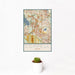 12x18 Coppell Texas Map Print Portrait Orientation in Woodblock Style With Small Cactus Plant in White Planter