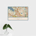 16x24 Coppell Texas Map Print Landscape Orientation in Woodblock Style With Tropical Plant Leaves in Water