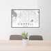 24x36 Coppell Texas Map Print Lanscape Orientation in Classic Style Behind 2 Chairs Table and Potted Plant