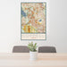 24x36 Coppell Texas Map Print Portrait Orientation in Woodblock Style Behind 2 Chairs Table and Potted Plant