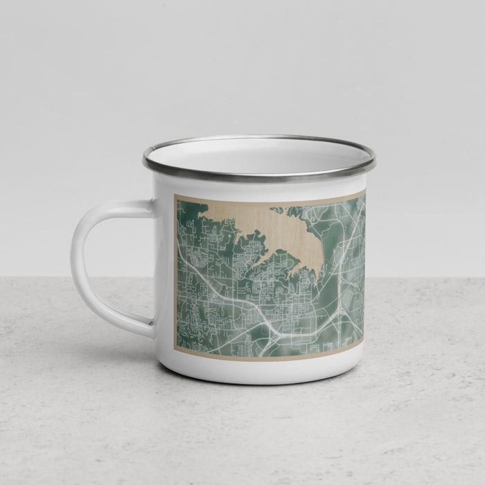 Left View Custom Coppell Texas Map Enamel Mug in Afternoon