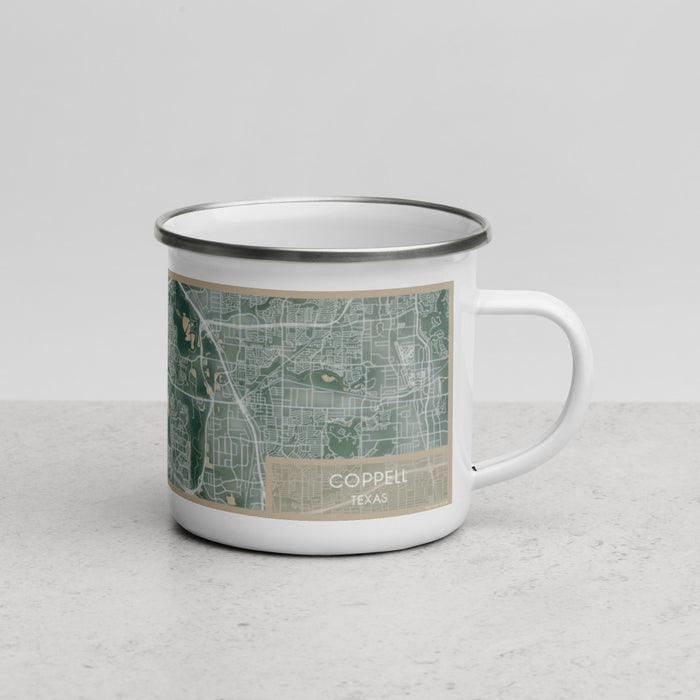 Right View Custom Coppell Texas Map Enamel Mug in Afternoon