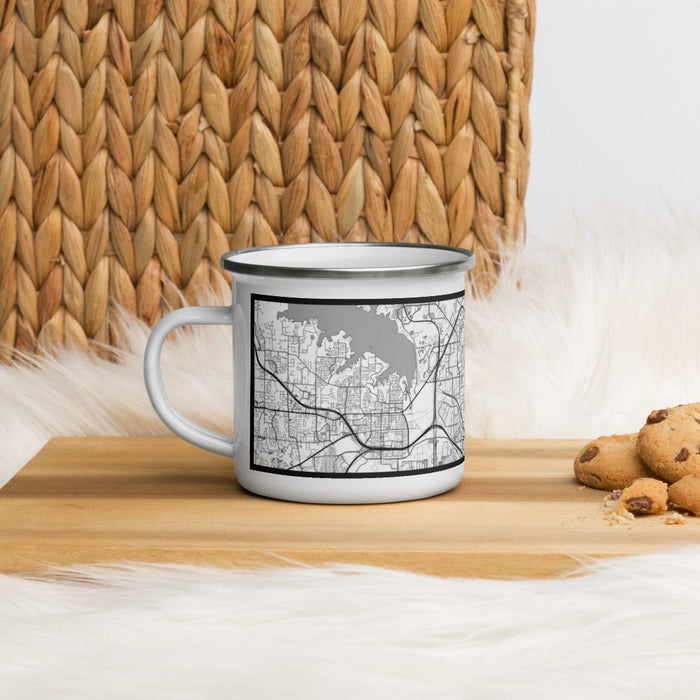 Left View Custom Coppell Texas Map Enamel Mug in Classic on Table Top