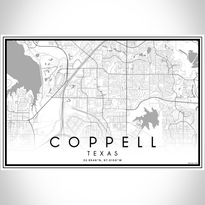 Coppell Texas Map Print Landscape Orientation in Classic Style With Shaded Background