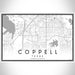 Coppell Texas Map Print Landscape Orientation in Classic Style With Shaded Background