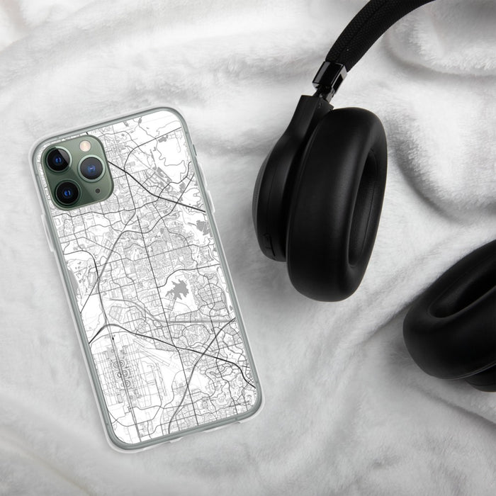 Custom Coppell Texas Map Phone Case in Classic on Table with Black Headphones