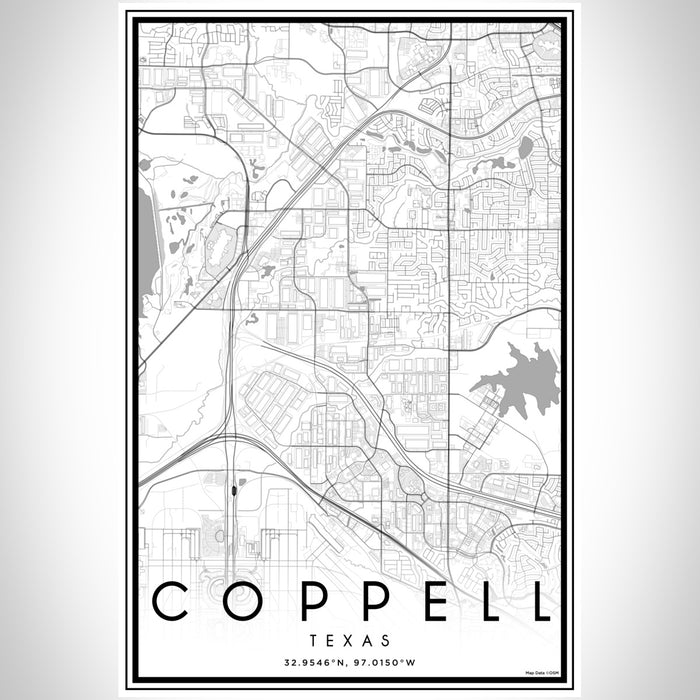 Coppell Texas Map Print Portrait Orientation in Classic Style With Shaded Background