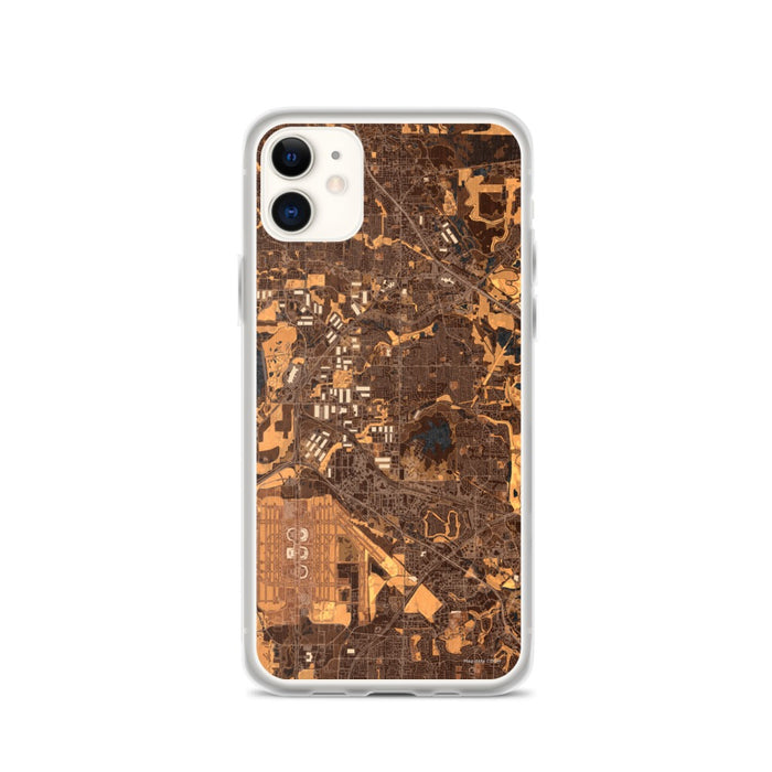 Custom iPhone 11 Coppell Texas Map Phone Case in Ember