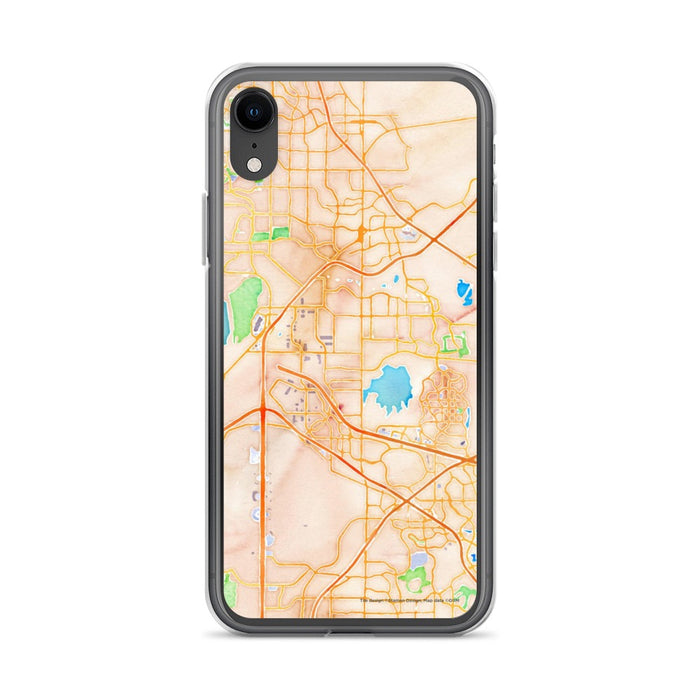 Custom iPhone XR Coppell Texas Map Phone Case in Watercolor