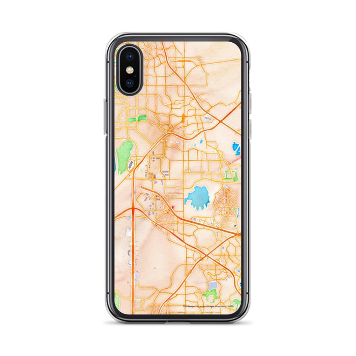 Custom iPhone X/XS Coppell Texas Map Phone Case in Watercolor