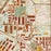 Coppell Texas Map Print in Woodblock Style Zoomed In Close Up Showing Details
