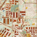 Coppell Texas Map Print in Woodblock Style Zoomed In Close Up Showing Details