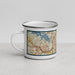 Left View Custom Coppell Texas Map Enamel Mug in Woodblock