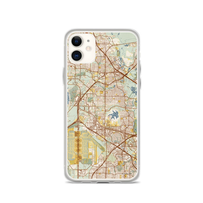 Custom iPhone 11 Coppell Texas Map Phone Case in Woodblock