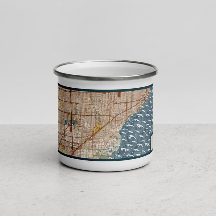 Front View Custom Coral Gables Florida Map Enamel Mug in Woodblock