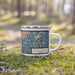Right View Custom Coral Gables Florida Map Enamel Mug in Woodblock on Grass With Trees in Background