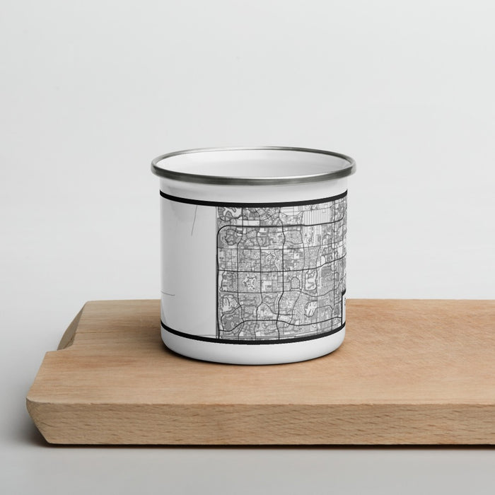 Front View Custom Coral Springs Florida Map Enamel Mug in Classic on Cutting Board