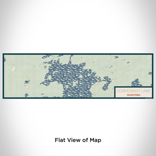 Flat View of Map Custom Cormorant Lake Manitoba Map Enamel Mug in Woodblock
