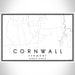 Cornwall Vermont Map Print Landscape Orientation in Classic Style With Shaded Background