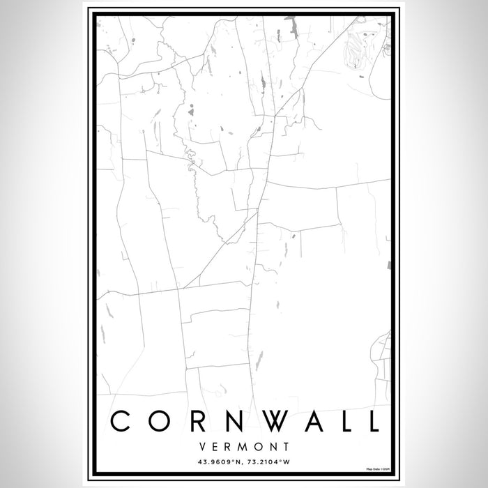 Cornwall Vermont Map Print Portrait Orientation in Classic Style With Shaded Background